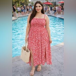 NWT Pacific Vibes red ditzy floral dress size XXL 🌹🌸🪻B